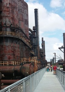 The trestle puts visitors just yards away from the towering furnaces.